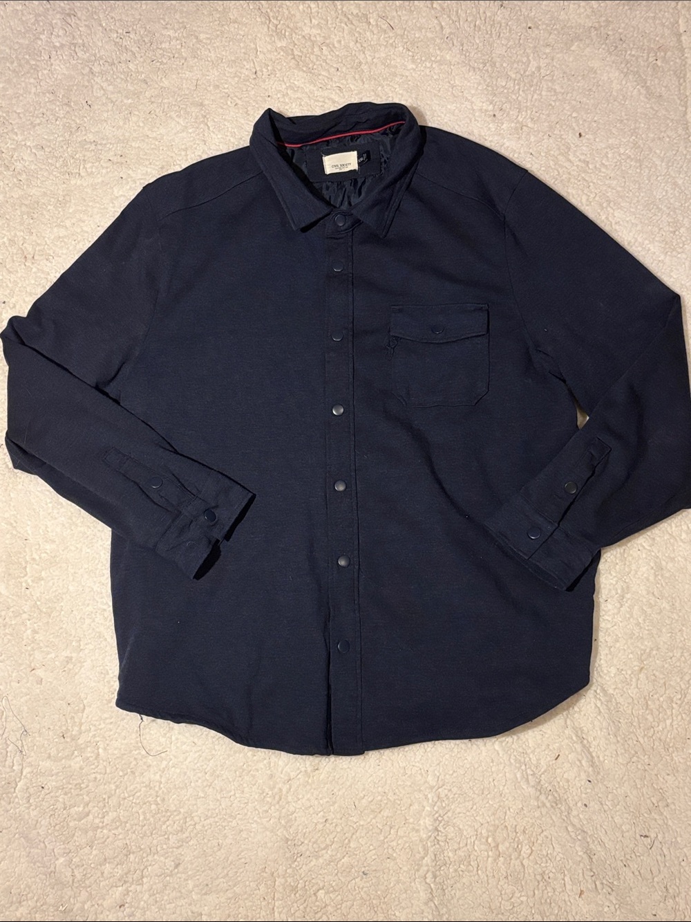 Men's Navy Lightweight Shirt Jacket - Classic Button Front
